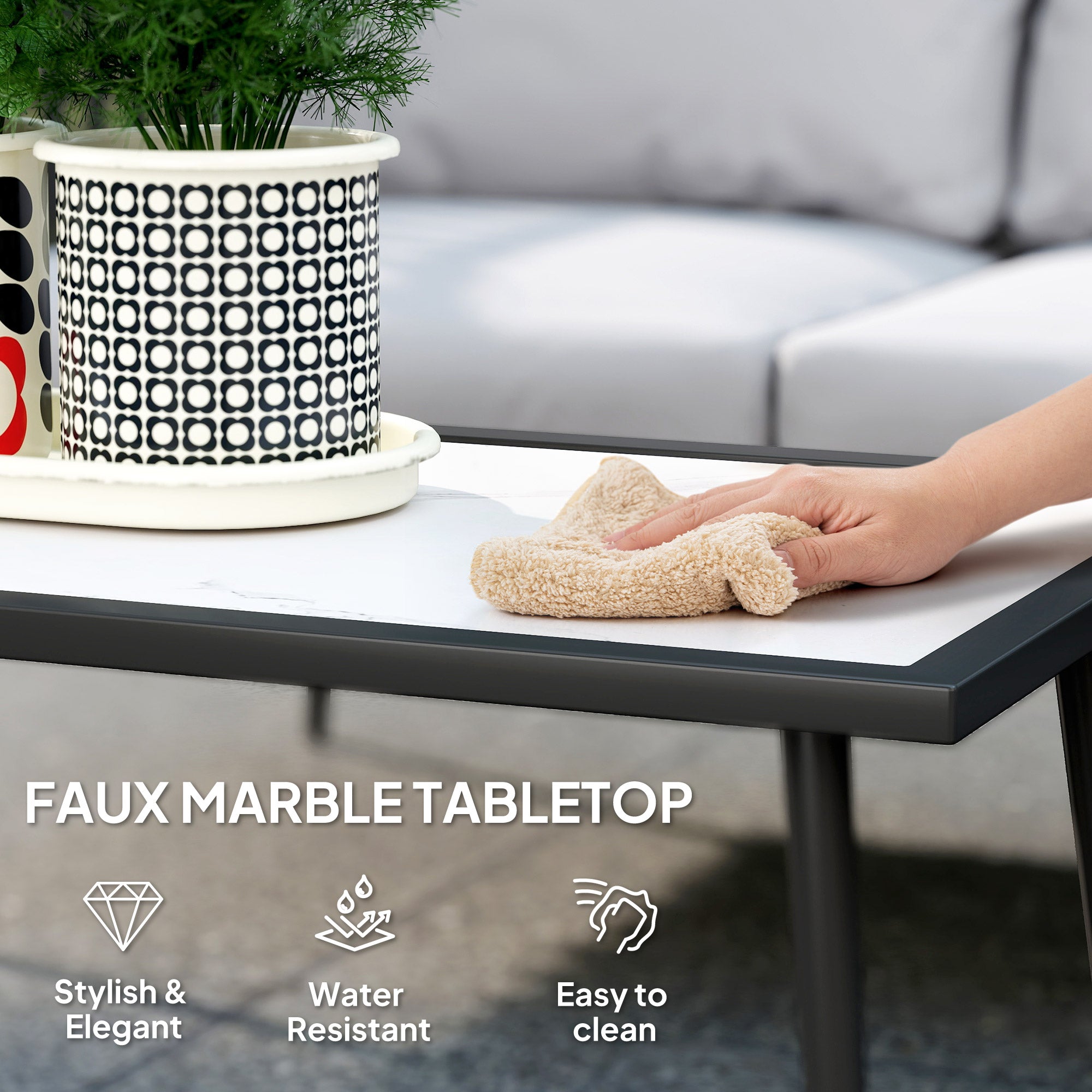 Outsunny 4-Piece Garden Furniture Set with Cushions - Light Grey