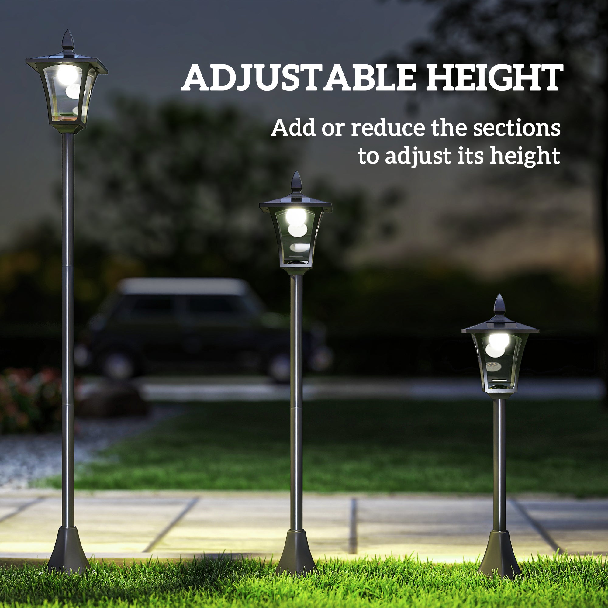 Outsunny Outdoor Garden Solar Post Lamp Sensor Dimmable LED Lantern Bollard Pathway 1.6M Tall √¢‚Ç¨‚Äú Black