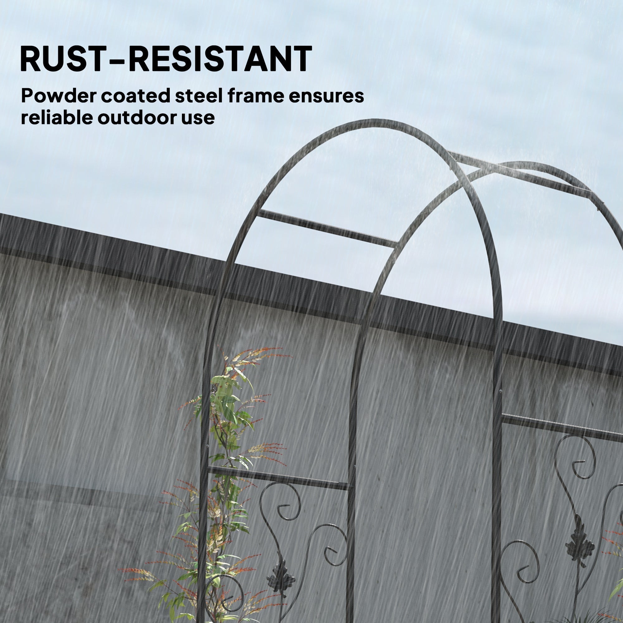 Outsunny 2.17m Steel Garden Arch with Gate, Wedding Arch for Outdoor, Garden, 107W x 45D x 217H cm Black