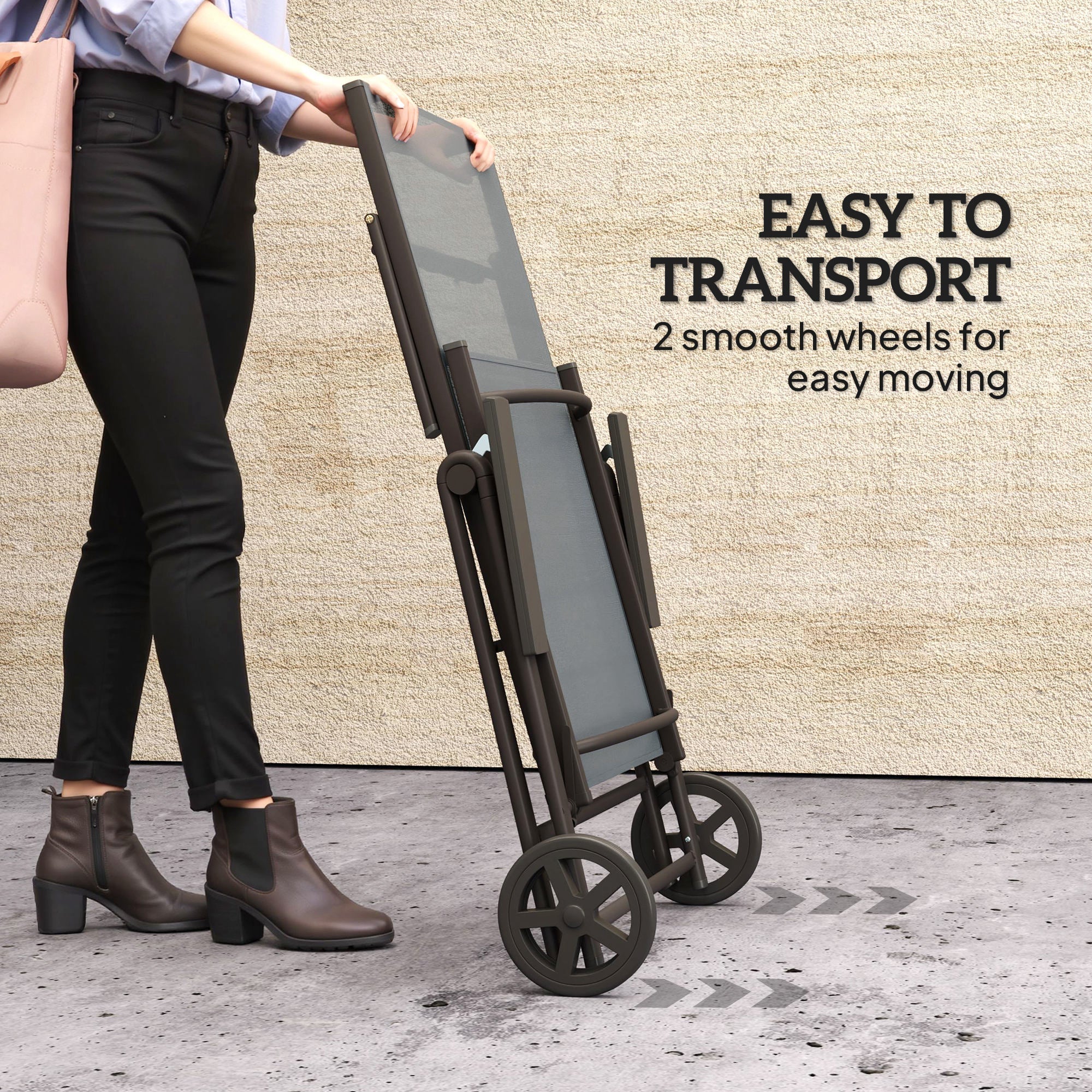 Outsunny Five-Position Reclining Sun Lounger - Grey