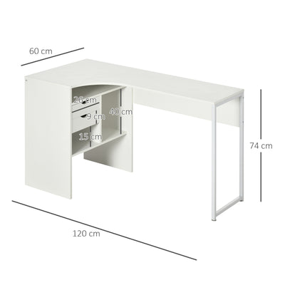 HOMCOM L-Shaped Computer Desk, Corner Desk with Drawers and Storage Compartments, Home Office Desk