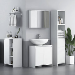 HOMCOM Under Sink Bathroom Cabinet, Freestanding Under Sink Cabinet with 2 Doors and Shelf for Basin without or with