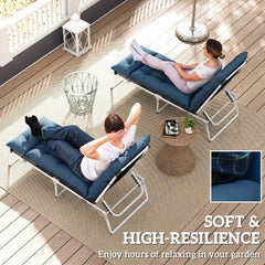 Outsunny Set of Two 190 x 56cm Sun Lounger Cushions - Navy Blue