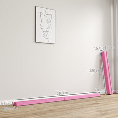 SPORTNOW 7.7ft Folding Gymnastics Beam, Floor Balance Beam for Kids with Anti-Slip Base, Gymnastics Equipment for Home, Pink