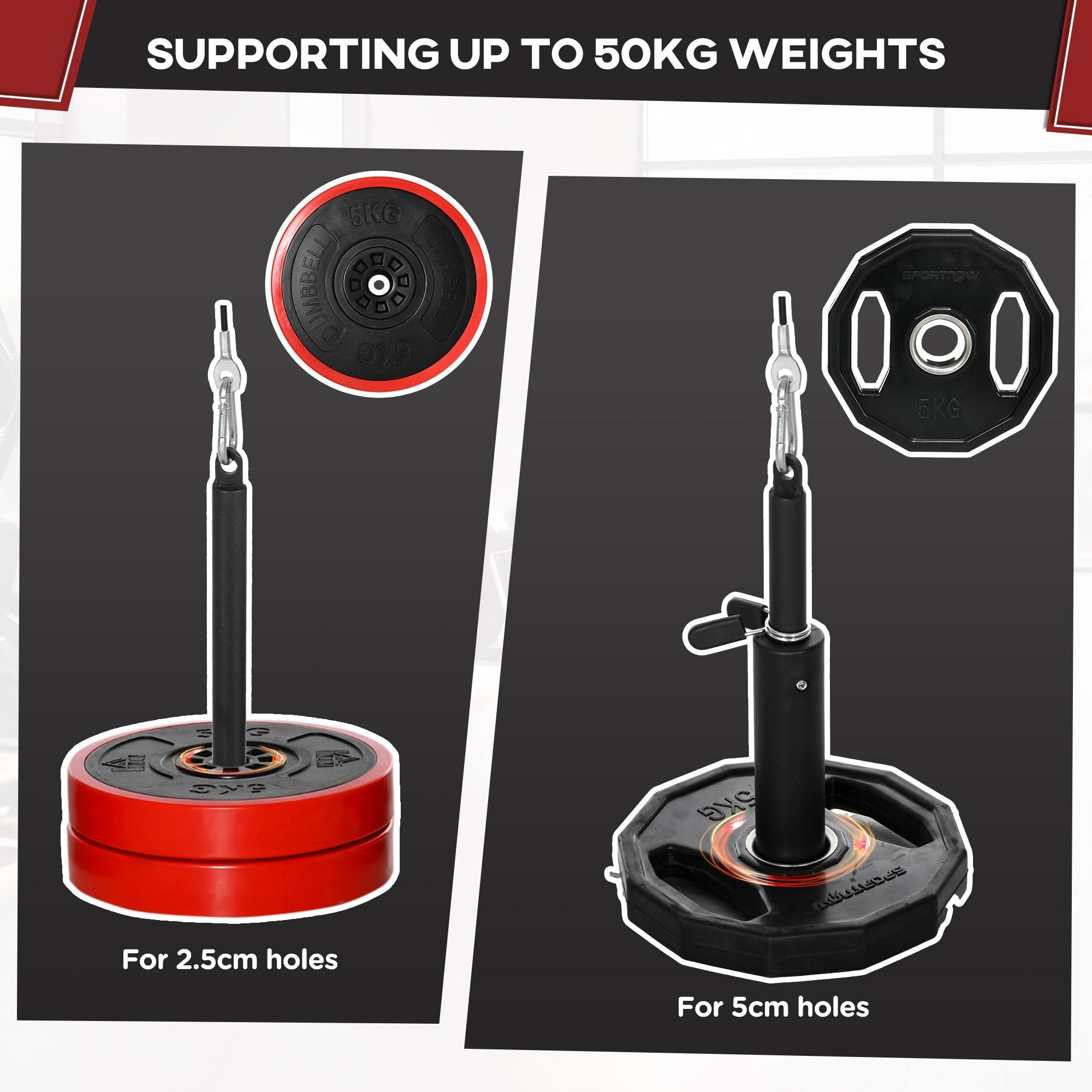SPORTNOW Cable Machine Pulley System with 2 x 5kg Weight Plates, Lat Pull Down System with Loading Weight for Home Gym Biceps Triceps Arm Shoulder Back Training