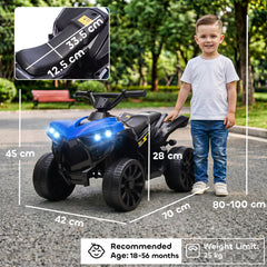AIYAPLAY 6V Kids ATV, 4 Wheeler Electric Ride on Car with Music and LED Headlights, for Ages 18-56 Months Boys and Girls, Blue