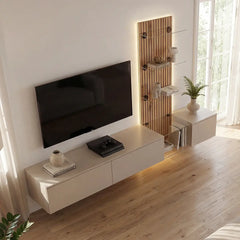 A television and gaming console placed on the entertainment unit in a living room setting