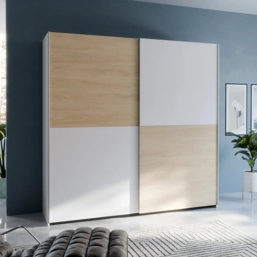 Ballara Sliding Door Wardrobe 190cm in Oak Puccini