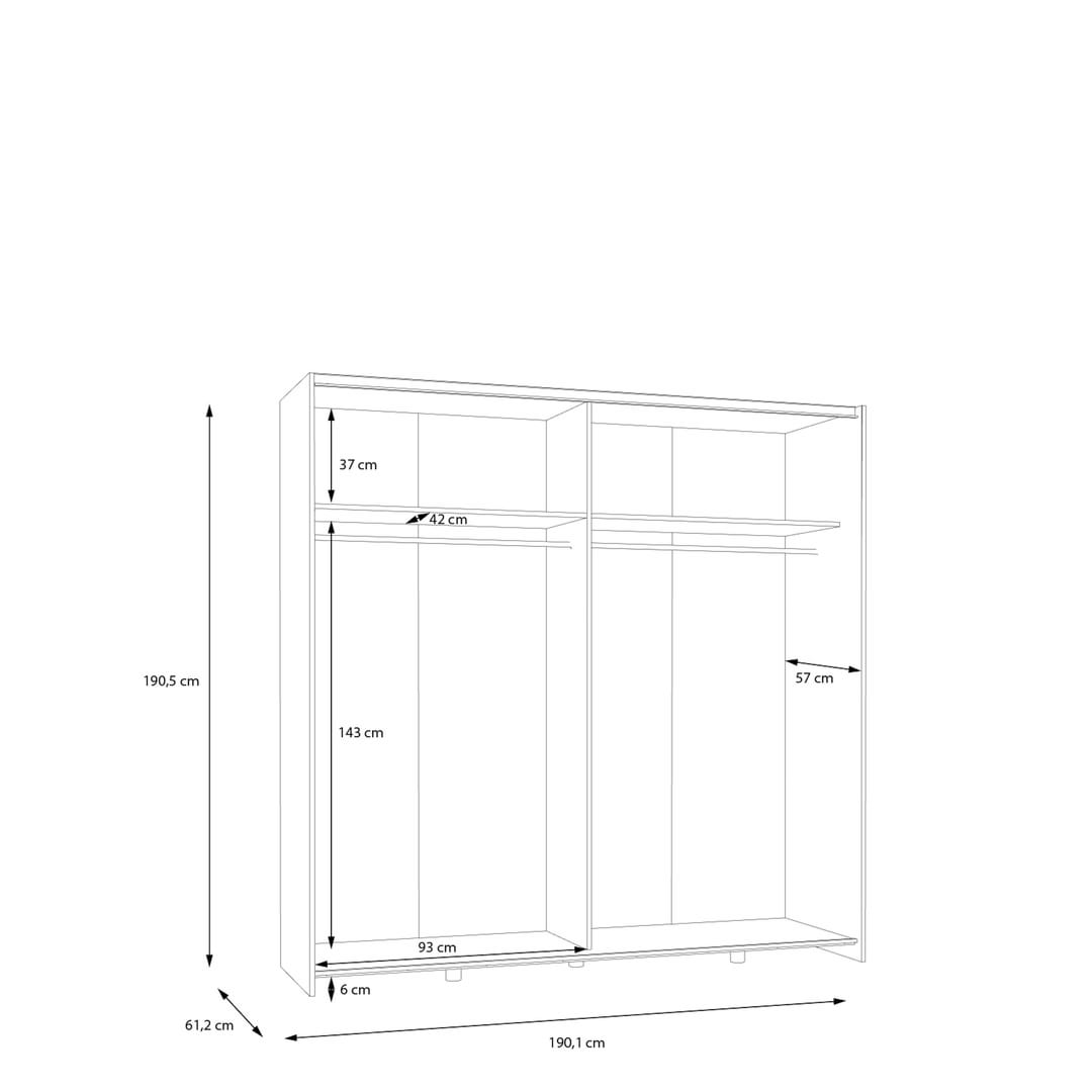 Ballara Sliding Door Wardrobe 190cm, image 8