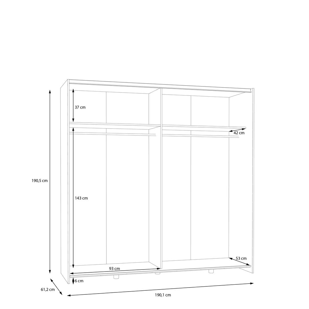 Ballara Sliding Door Wardrobe 190cm, image 15