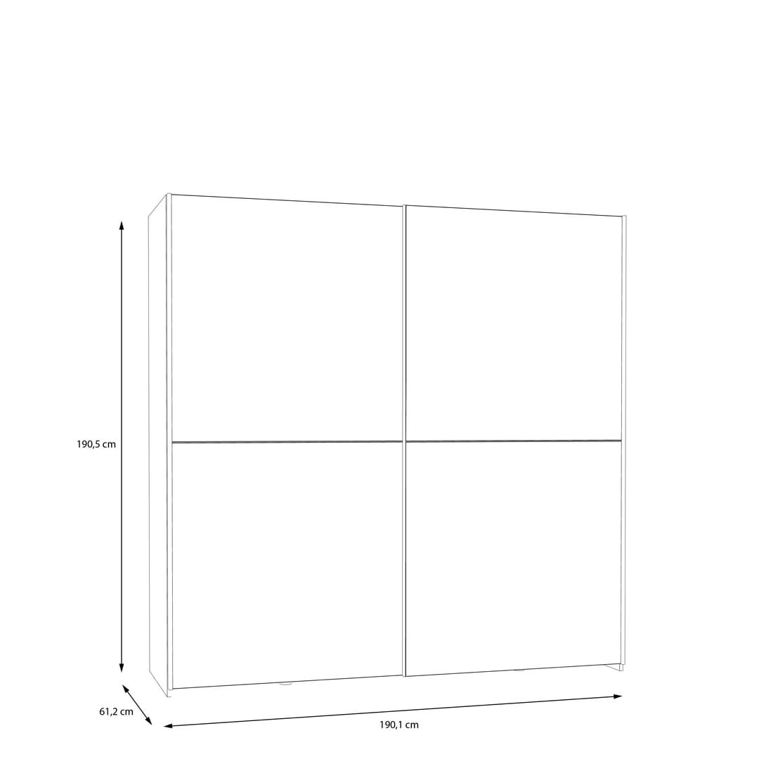 Ballara Sliding Door Wardrobe 190cm in White, image 5
