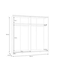 Ballara Sliding Door Wardrobe 190cm in White, image 6