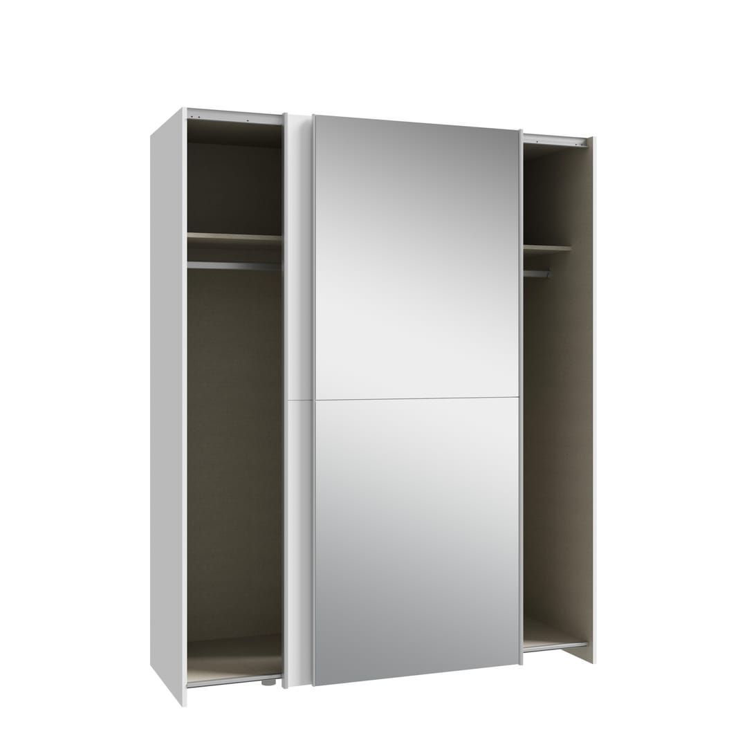 Ballara Sliding Door Wardrobe 150cm in White Gloss, image 4