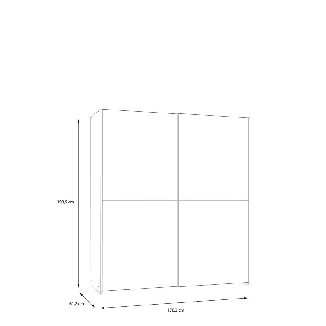Ballara Sliding Door Wardrobe 170cm in White, image 3