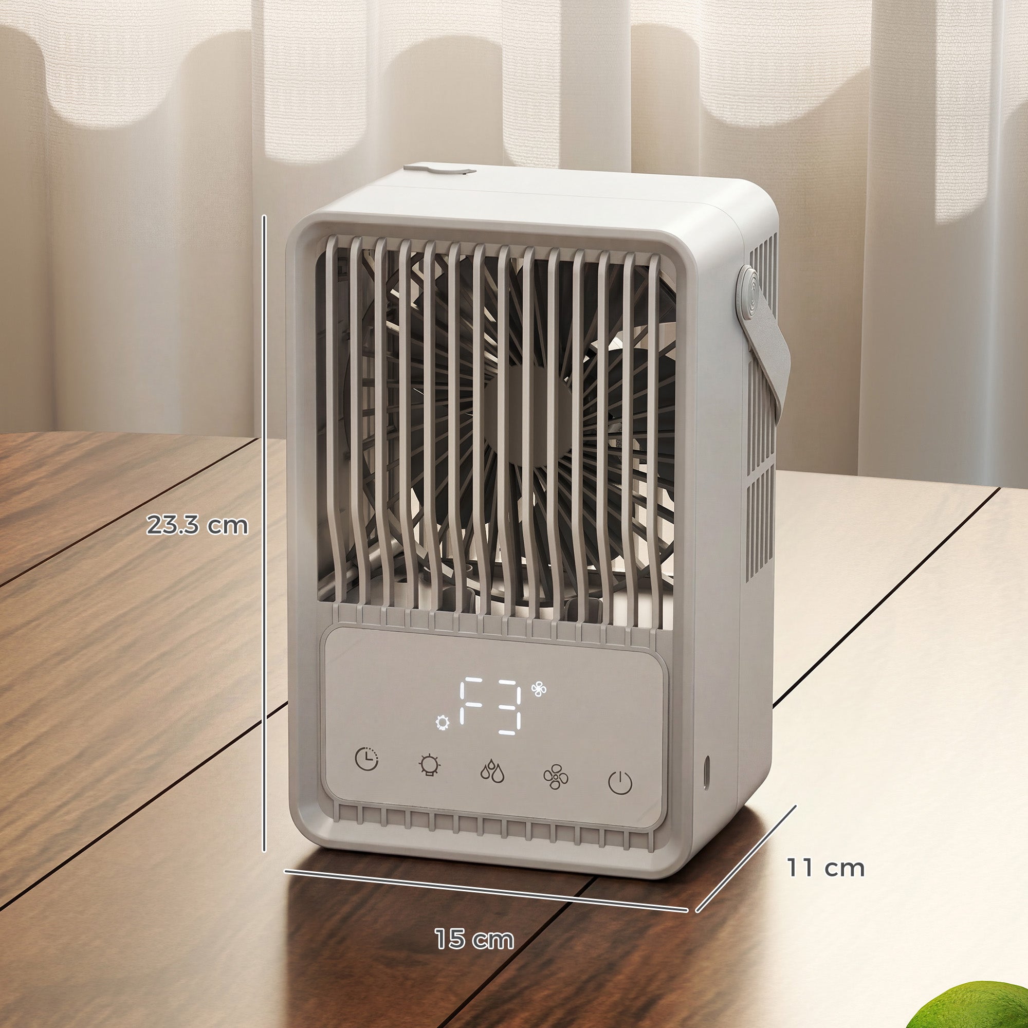 HOMCOM Desk Fan with Humidifier and RGB Light Portable Table Fan with 550ml Water Tank White