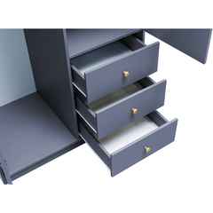 Dull Blue Mirrored Hinged Door Wardrobe 100cm – HUDSON II D2