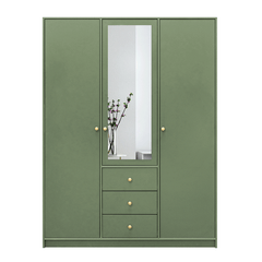 Bottle Green Mirrored Hinged Door Wardrobe 149cm – HUDSON II D3