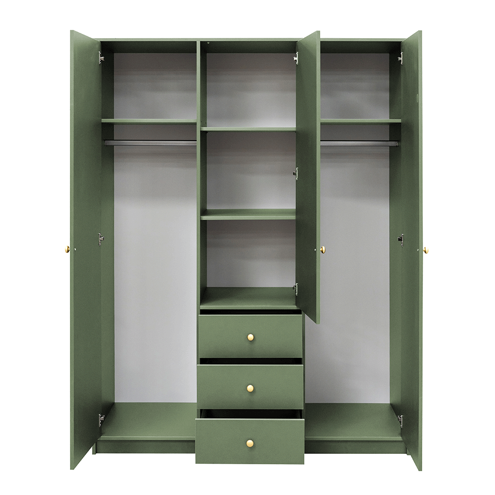 Dark Blue Mirrored Hinged Door Wardrobe 149cm – HUDSON II D3