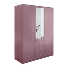 Plum Mirrored Hinged Door Wardrobe 149cm – HUDSON II D3