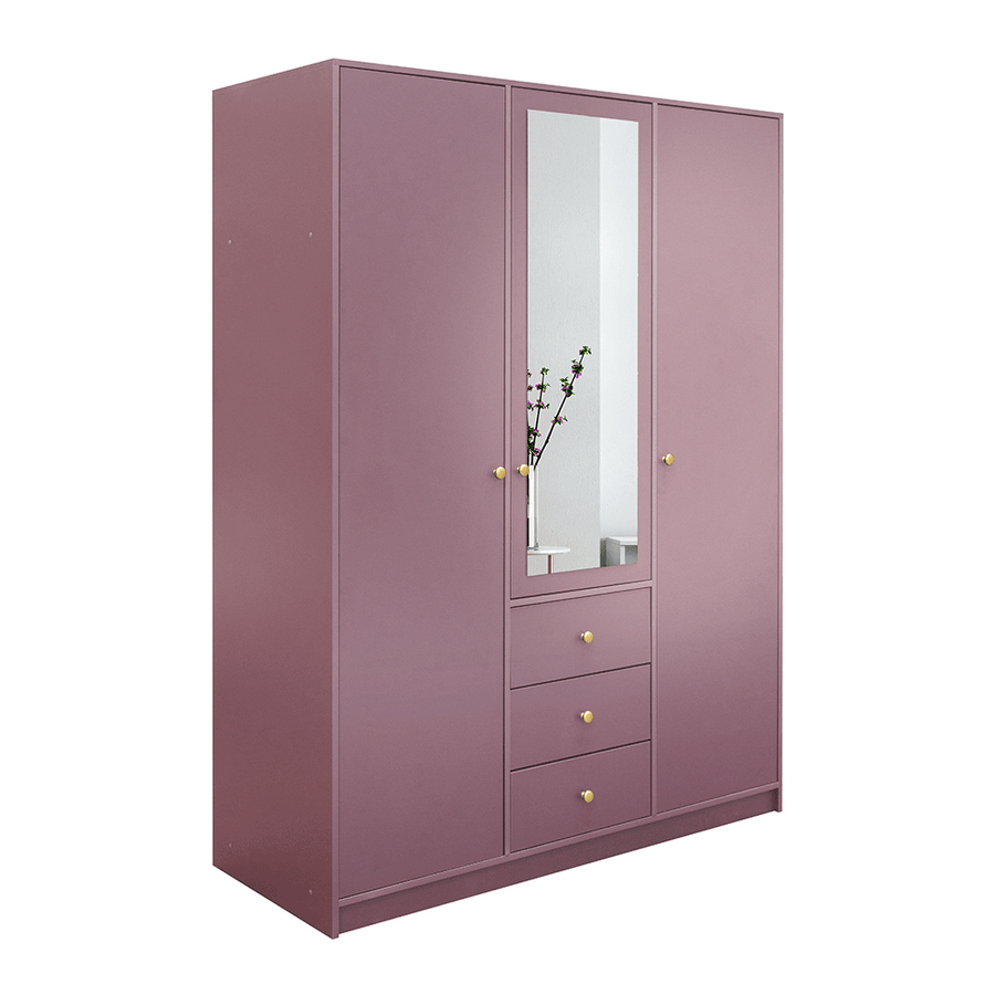 Plum Mirrored Hinged Door Wardrobe 149cm – HUDSON II D3