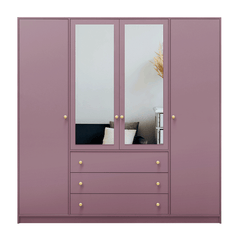 Plum Mirrored Hinged Door Wardrobe 196cm – HUDSON II D4
