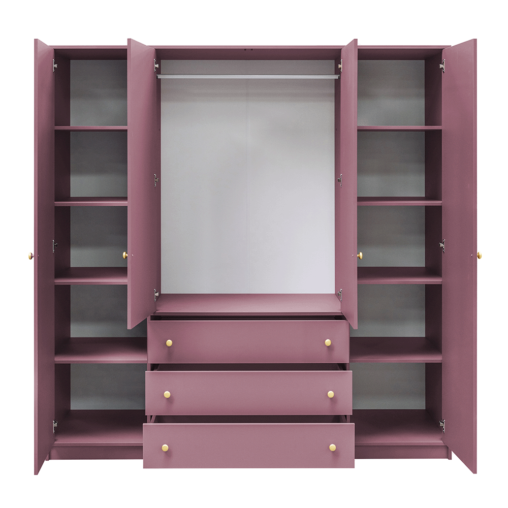 Dark Blue Mirrored Hinged Door Wardrobe 196cm – HUDSON II D4