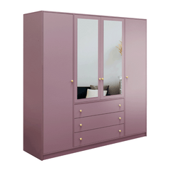 Plum Mirrored Hinged Door Wardrobe 196cm – HUDSON II D4