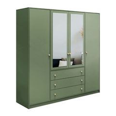Bottle Green Mirrored Hinged Door Wardrobe 196cm – HUDSON II D4