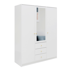 White Mirrored Hinged Door Wardrobe 149cm – HUDSON D3