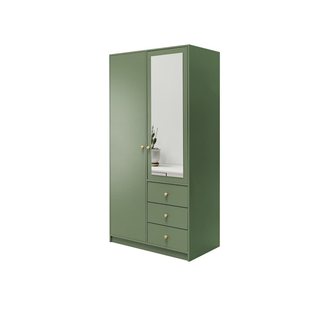 Siena II Hinged Door Wardrobe 100cm in Green, image 5