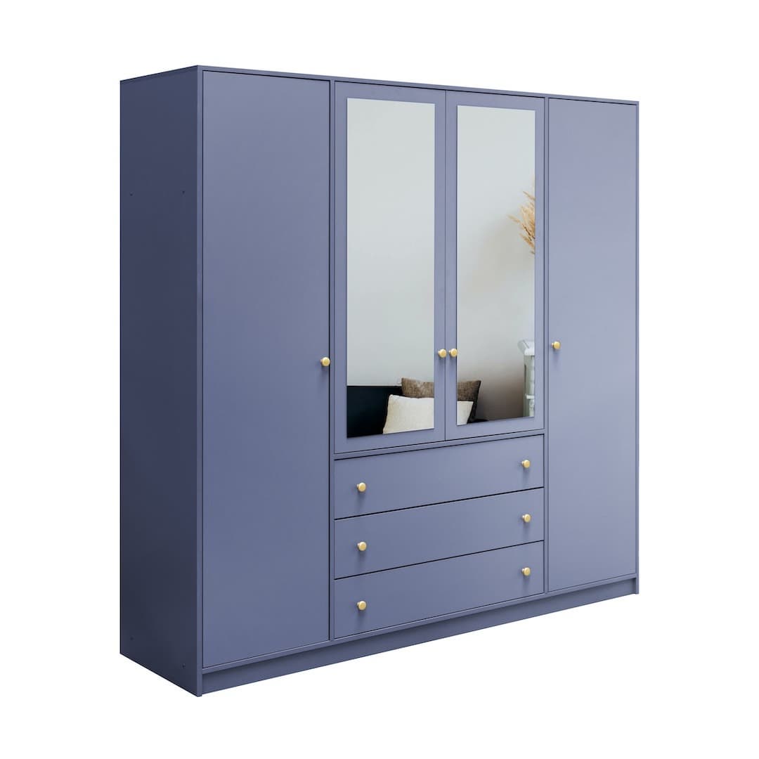 Siena II Hinged Door Wardrobe 196cm in Blue, image 5