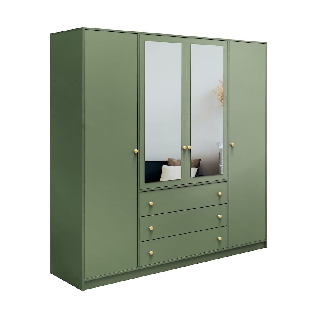 Siena II Hinged Door Wardrobe 196cm in Green, image 6