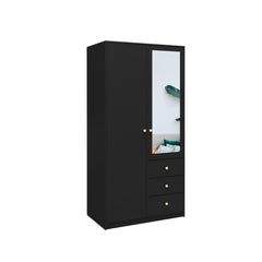 Siena I Hinged Door Wardrobe 100cm in Black, image 4