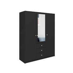 Siena I Hinged Door Wardrobe 149cm in Black, image 4