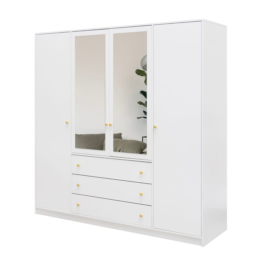 Siena I Hinged Door Wardrobe 196cm in White