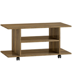 HOMCOM Modern TV Cabinet Stand Storage Shelves Table Mobile Bedroom Furniture Bookshelf Bookcase Walnut
