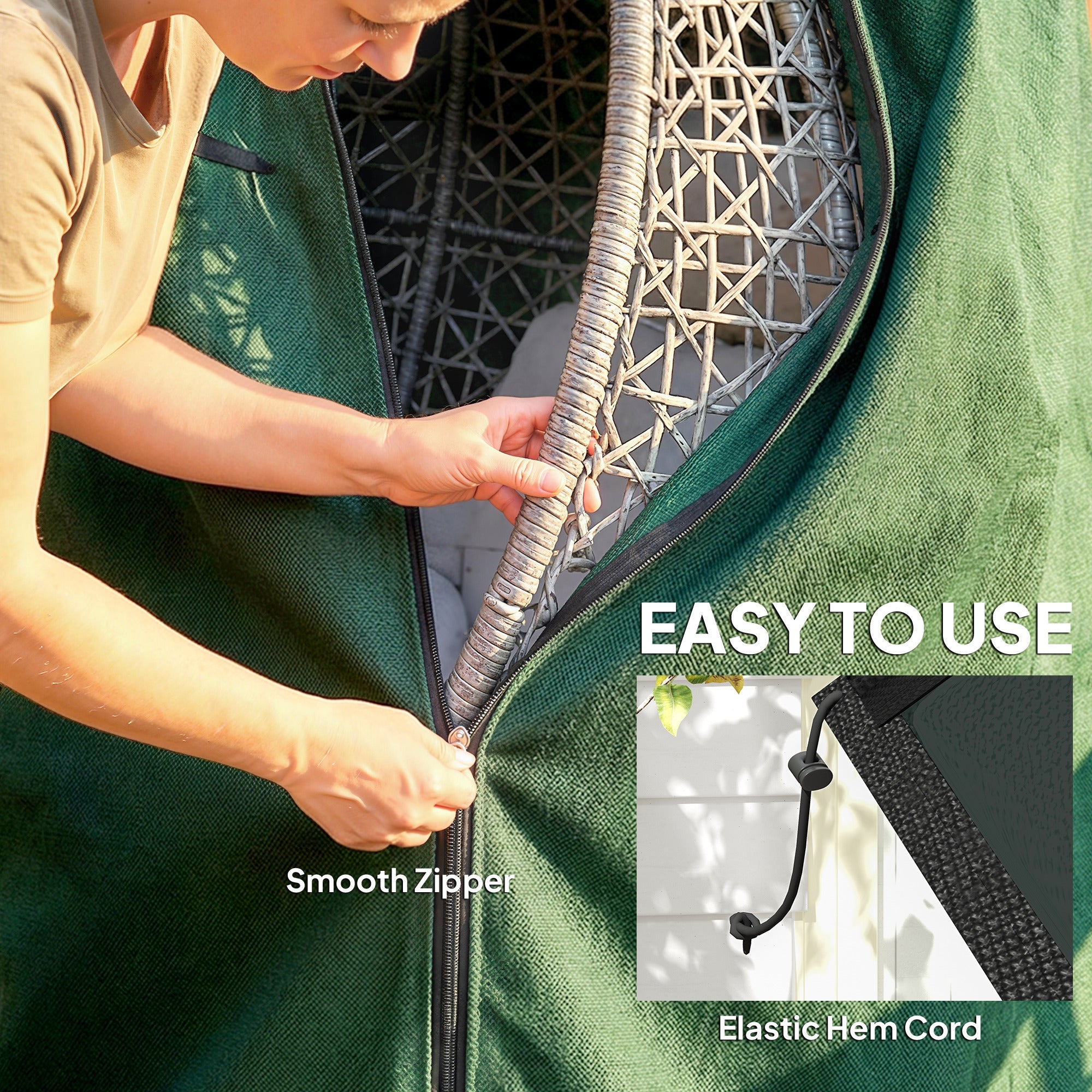 Outsunny 196 x 230 cm Hanging Egg Chair Protective Cover - Green