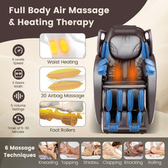Full Body Zero Gravity SL Track Electric Shiatsu Massage Chair-Brown