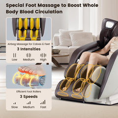 Full Body Zero Gravity SL Track Electric Shiatsu Massage Chair-Brown