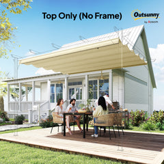 Outsunny Retractable Pergola Cover, 2.55 x 2.5 m Replacement Canopy Fabric for 3 x 3 m Frame, Roof Top Only, Cream White