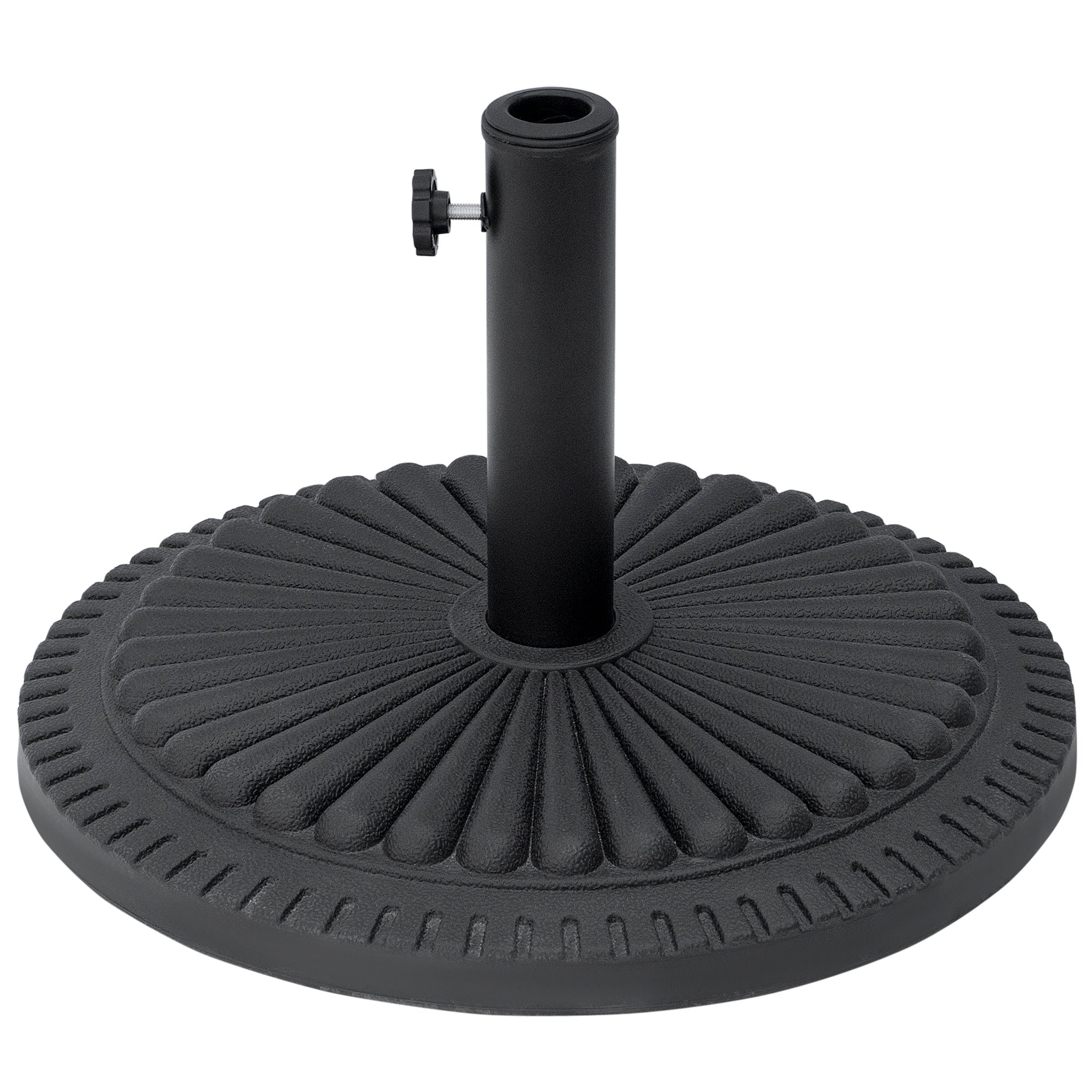 Outsunny 14kg Round Cement Parasol Base Umbrella Weight Stand Holder Fits Î¦35mm,Î¦38mm,Î¦48mm Pole for Patio Outdoor Garden - Black