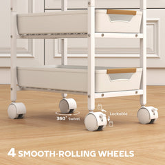 HOMCOM 5-Tier Storage Trolley on Wheels - White
