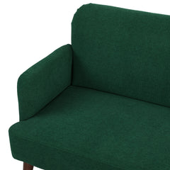 HOMCOM Velvet Feel Fabric 2 Seater Sofa, Small Sofa Loveseat with 21cm Thick Padding and Wood Legs, Dark Green