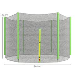SPORTNOW 8ft Trampoline Net Replacement with 6 Plastic Pole Covers, Weather-Resistant Trampoline Netting Replacement with Zipped Entrance, Poles Not Included, Green
