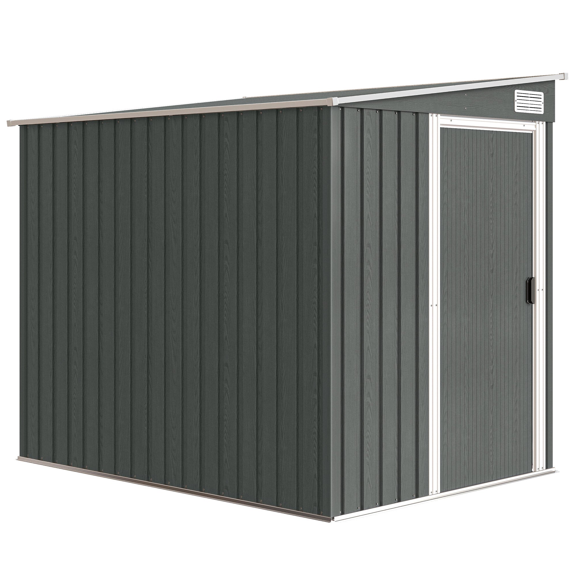 Outsunny 7 x 5ft Galvanised Metal Shed, with Sliding Door - Light Grey