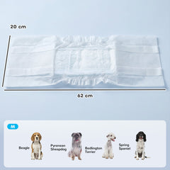 PawHut Dog Diapers Super Absorbent Leak-Proof Dog Nappies for Male Dogs Size M 45-64 cm Waist