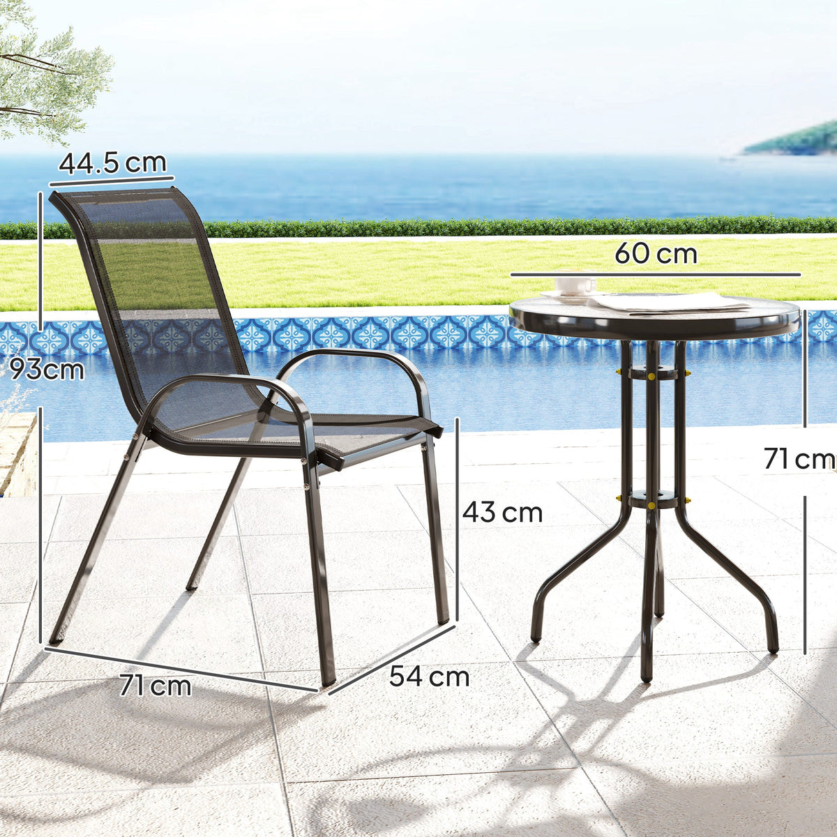Outsunny Three-Piece Outdoor Garden Set - Black