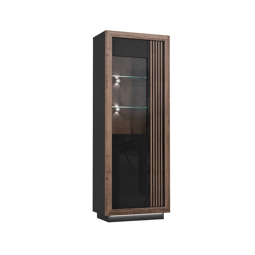 Savona Tall Display Cabinet 73cm [Left] in Black, image 3