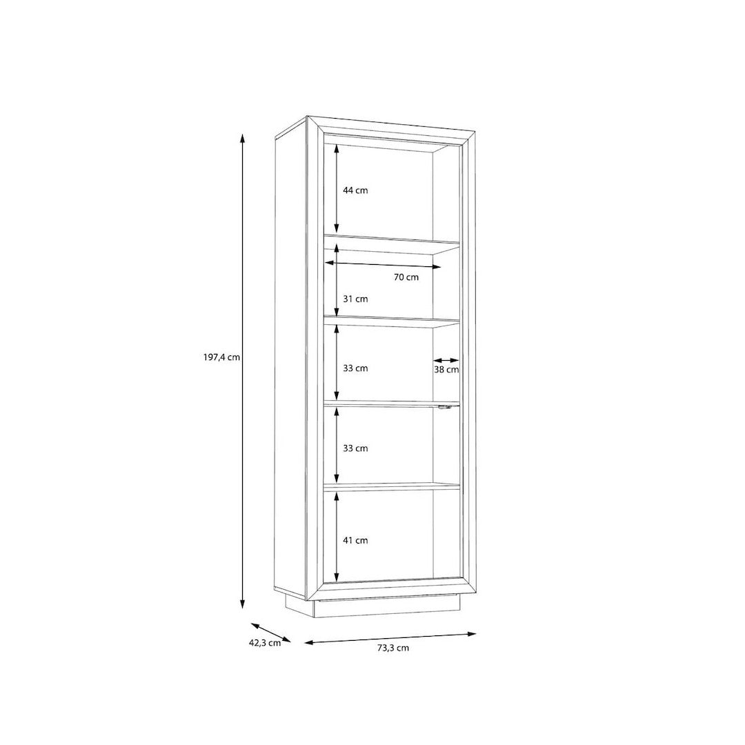 Savona Tall Display Cabinet 73cm [Left] in Black, image 8