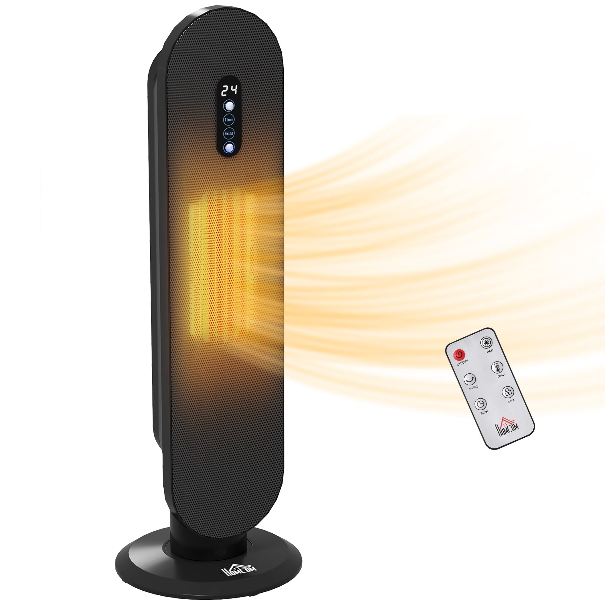 HOMCOM 45 Oscillating Ceramic Space Heater, with Remote - Black